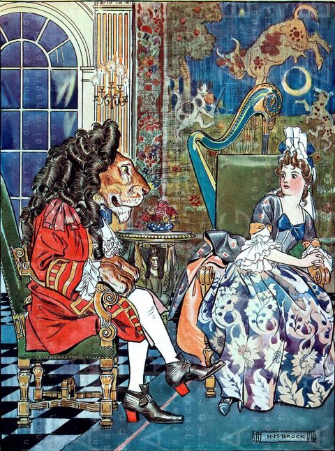 aslan ile kadın masal çizimi